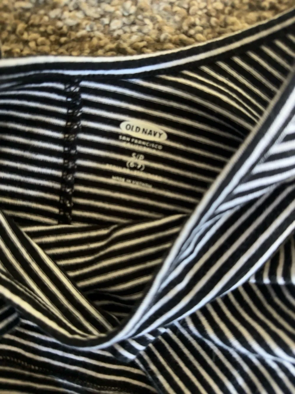 Old Navy Black & White Striped Long-Sleeve A-Line Dress girls size 6 dress